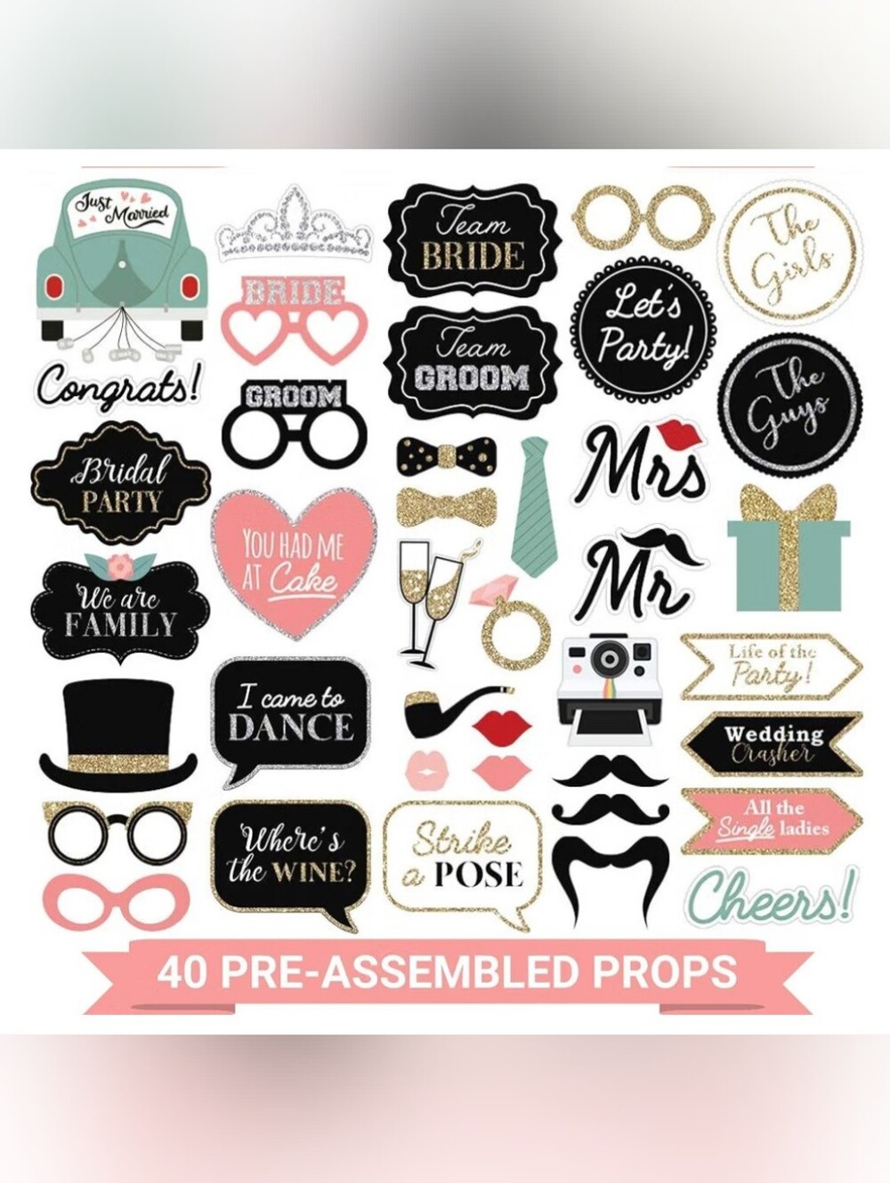 ✨GENTLY USED✨ Wedding Photo Booth Props - LIKE NEW CONDITION